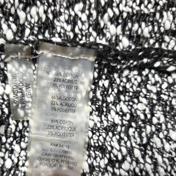 Karl Lagerfeld Cardigan Womens Large Black Two Tone Zip Up Fringe Casual Preppy - Picture 3 of 6